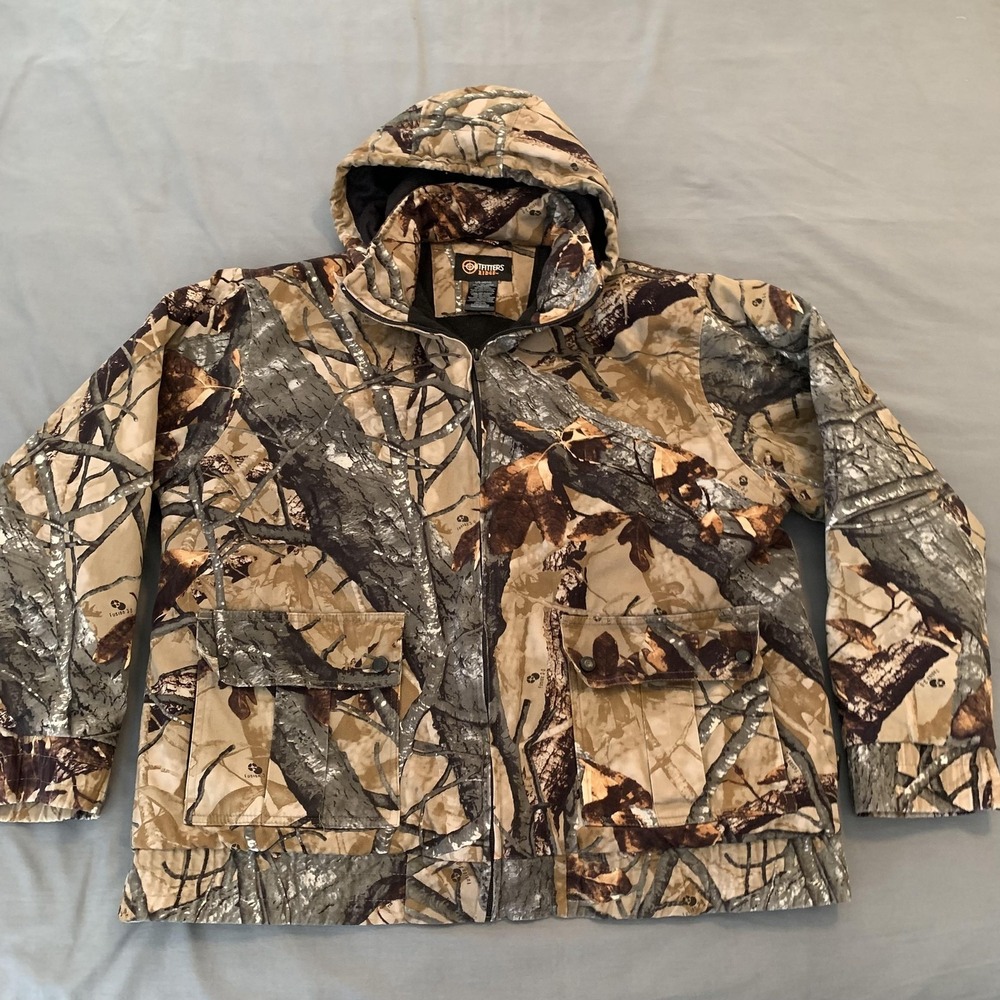 Outfitters Ridge Jacket Mens Large Brown Camo Hooded Insulated Hunting Parka